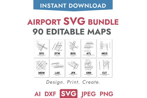 Airport SVG Bundle, 90 Airport Maps