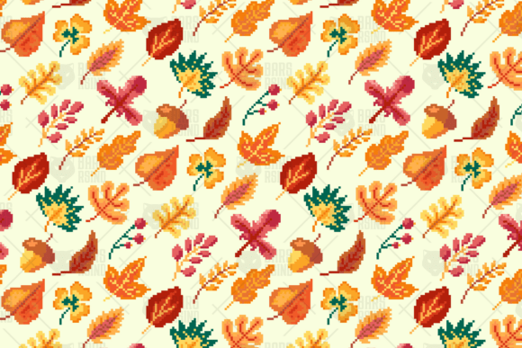 Autumn Pixel Leaves Pattern: Graphics & Patterns for Sellers