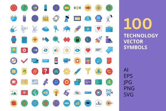 Business Technological Stroked Set: Icons & Graphics