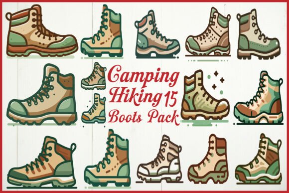 Camping Hiking Boots Graphics for Crafts Brands