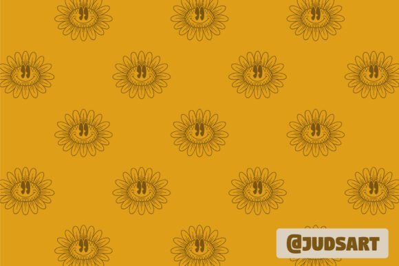 Cartoon Smiling Sunflower Pattern: Graphics for Creative Projects
