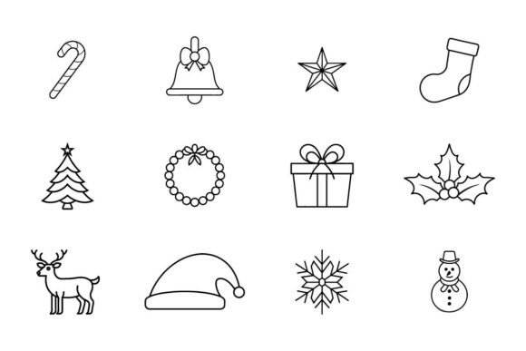 Christmas Minimalist Geometric Line Art Graphics & Icons