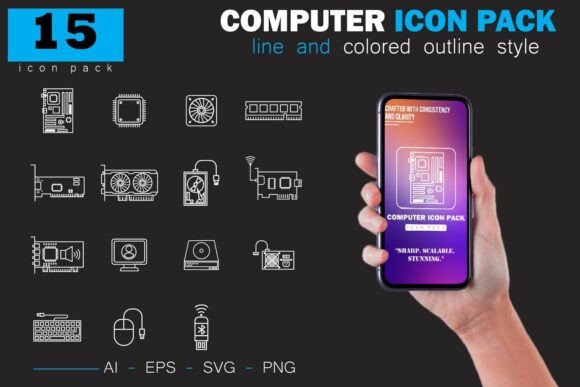 Computer Icon Pack: Graphics & Icons for Crafting