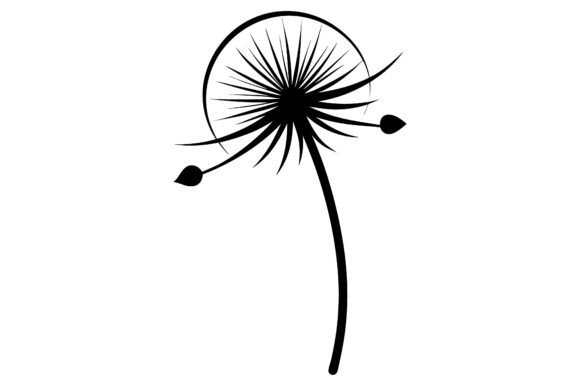Dandelion Seed Clip Art Black Silhouette: Graphics for Crafts & Content
