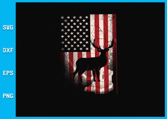 Deer Elk Buck Camoflage Hunting Flag SVG Graphics for Crafts