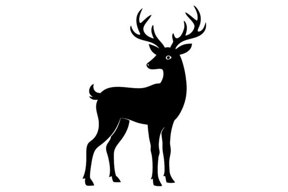 Deer Silhouette Clip Art Black: Graphics for Crafts & Branding