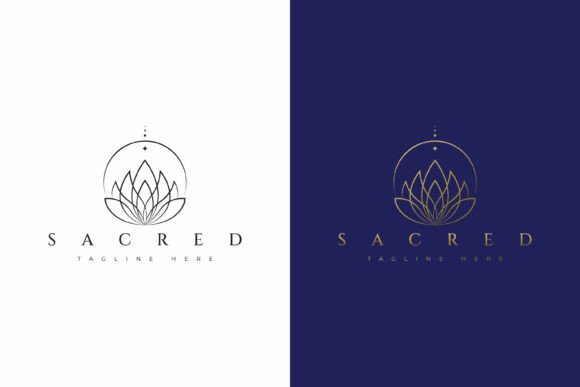 Elegant Sacred Lotus Logo Geometric Graphics