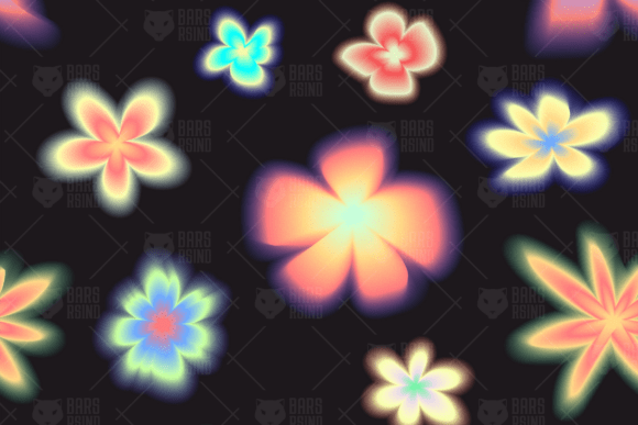 Floral Neon Bloom Gradient Pattern: Graphics & Patterns