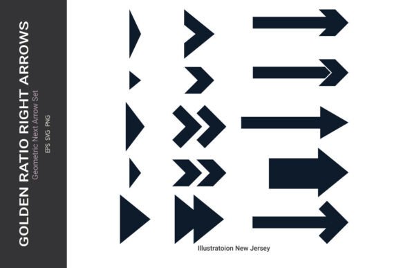 Golden Ratio Right Arrow Set – Geometric Icons & Graphics