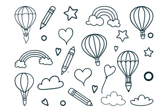 Hand Drawn Kids Doodle Icon Set: Graphics & Icons for Playful Branding