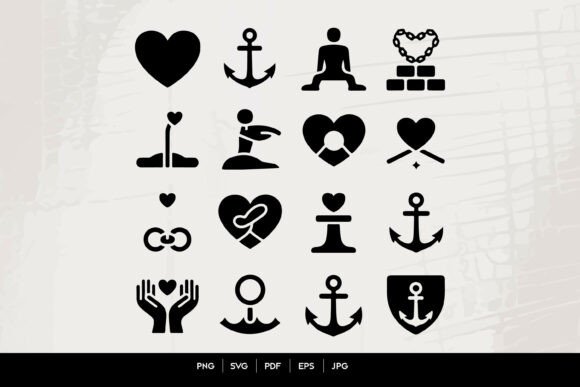 Hope and Strength Icons Set for Graphics and Crafts