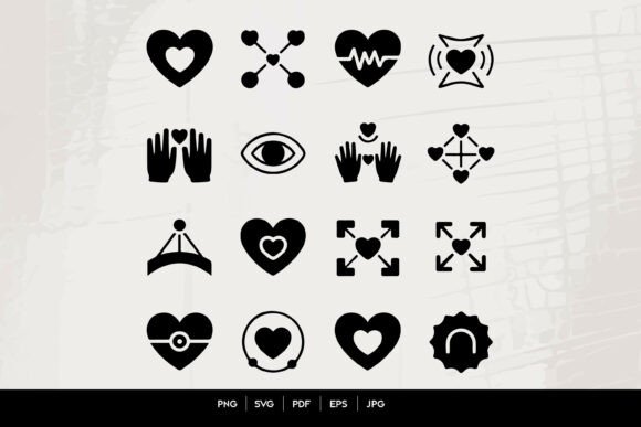 Love and Connection Icons Set: Graphics for Crafts-Driven Branding