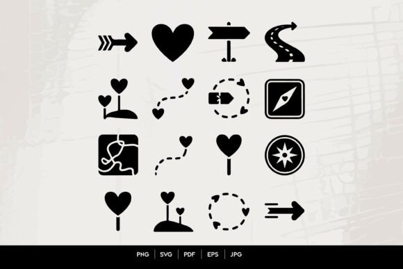 Love and Navigation Icons Set for Crafts