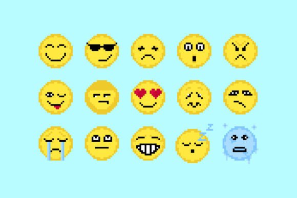 Pixel Art Emoji Icons: Graphics with Nostalgic Charm