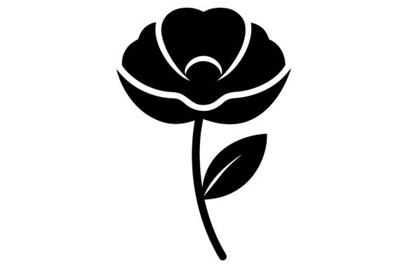 Poppy Flower Clip Art Black: Graphics for Crafts & Digital Sellers