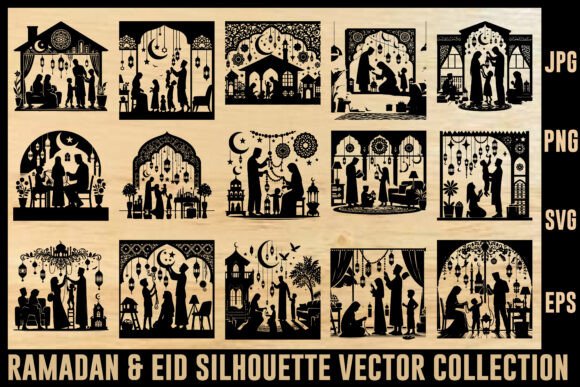 Ramadan Eid Silhouette Vector: Graphics for Crafts