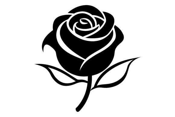 Rose Clip Art Black Silhouette Line Art