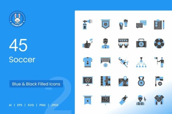 Soccer Blue Black Icons
