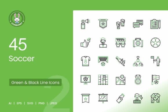 Soccer Green Black Icons Graphics