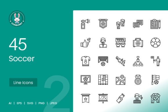 Soccer Line Icons for Crafts