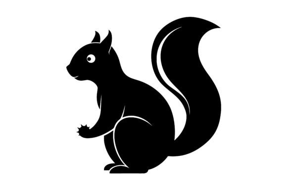 Squirrel Clip Art Black Silhouette Graphics