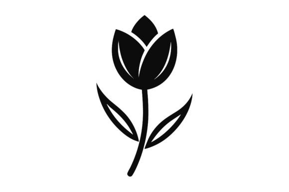 Tulip Clip Art Black Silhouette Line Art: Graphics for Crafts & Branding