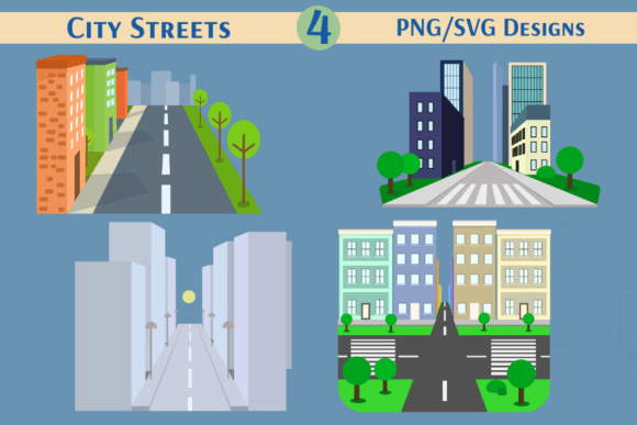 Urban Roads Neighborhood Clipart: Graphics for Crafts & Content